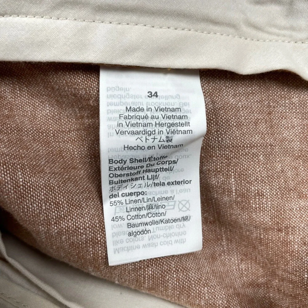 New J Crew Gramercy Shorts Mens 34 Beige Linen Blend Chino Casual 9